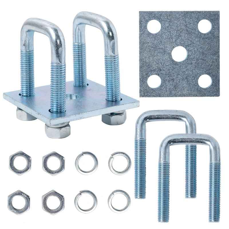 YMDGGDCH 2 Pack Heavy-Duty Square U-Bolt Kit, 1-5/8’’ W x 3-1/2’’ L, Includes Nuts, Washers and Frame Plates, Rust-Resistant for Boat & Automobile Trailers - Image 1